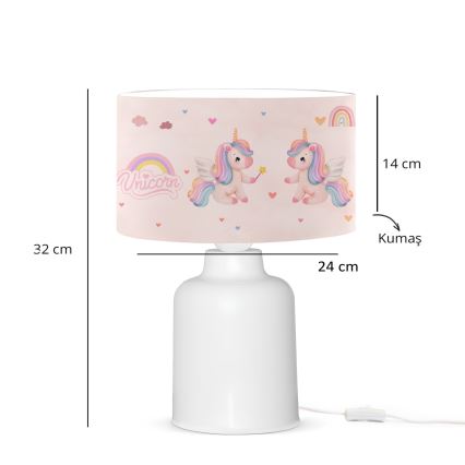 Bērnu galda lampa CANDY 1xE27/40W/230V rozā/balta