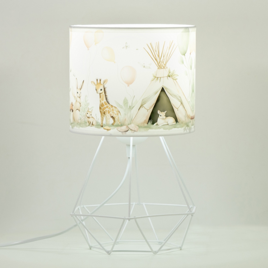 Bērnu galda lampa KIDS ROOM 1xE27/60W/230V Ø 18 cm ar dzīvnieciņiem