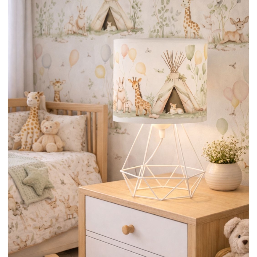Bērnu galda lampa KIDS ROOM 1xE27/60W/230V Ø 18 cm ar dzīvnieciņiem