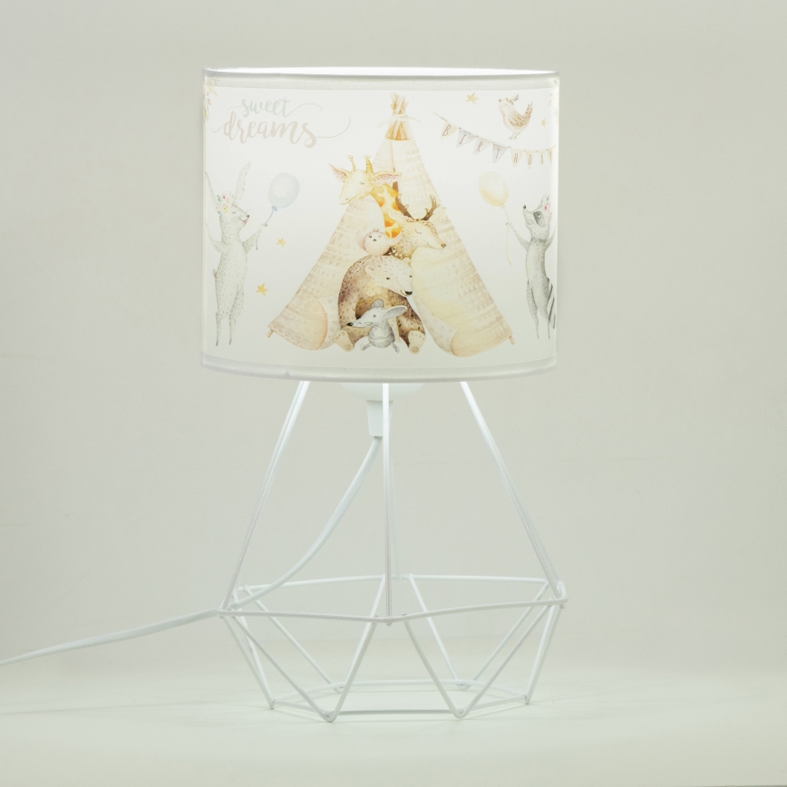Bērnu galda lampa KIDS ROOM 1xE27/60W/230V Ø 18 cm ar dzīvnieku motīviem