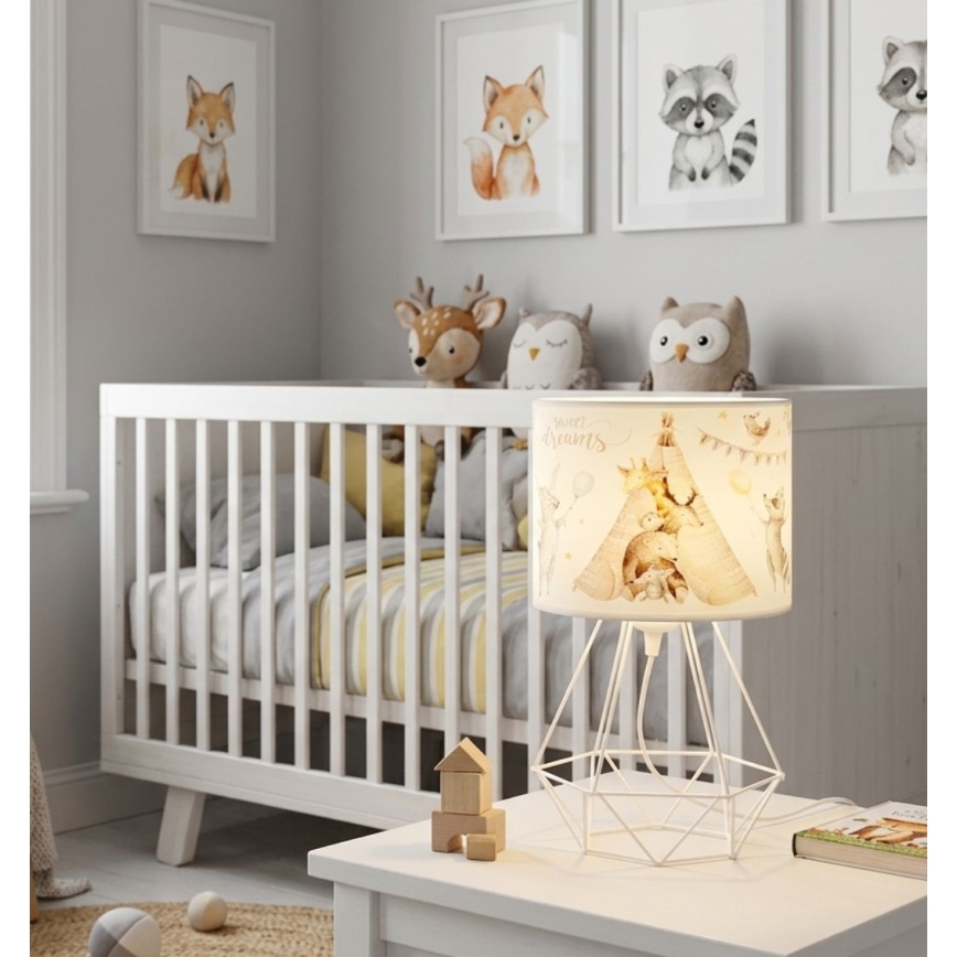 Bērnu galda lampa KIDS ROOM 1xE27/60W/230V Ø 18 cm ar dzīvnieku motīviem
