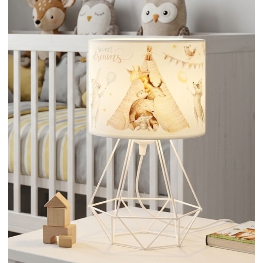 Bērnu galda lampa KIDS ROOM 1xE27/60W/230V Ø 18 cm ar dzīvnieku motīviem
