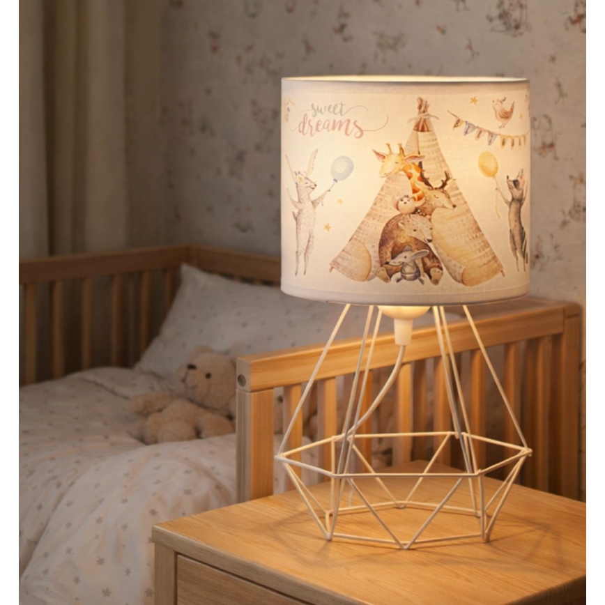 Bērnu galda lampa KIDS ROOM 1xE27/60W/230V Ø 18 cm ar dzīvnieku motīviem