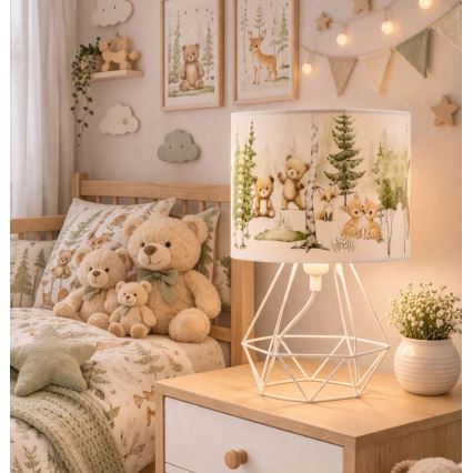 Bērnu galda lampa KIDS ROOM 1xE27/60W/230V Ø 18 cm ar dzīvnieku motīviem