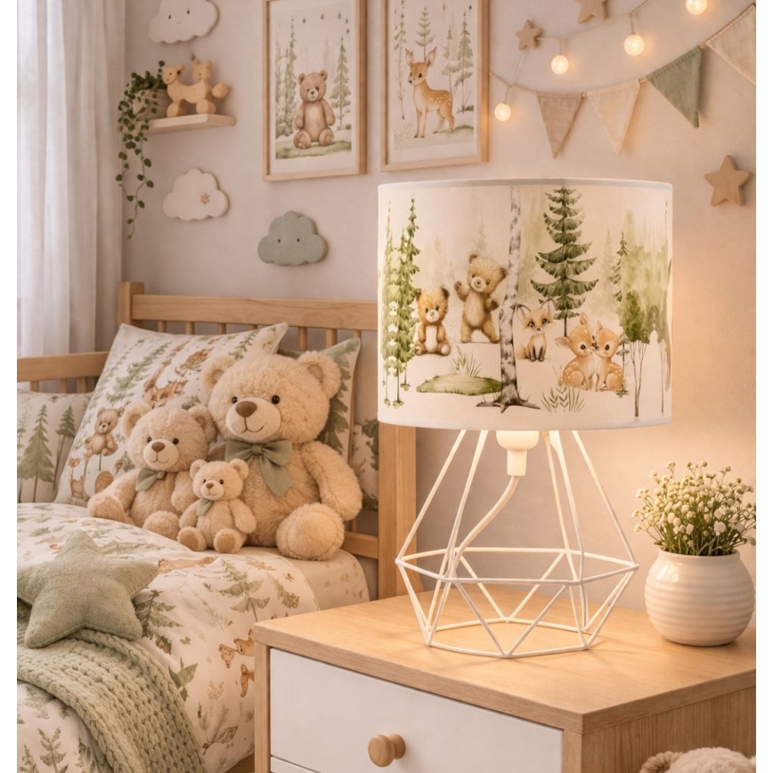 Bērnu galda lampa KIDS ROOM 1xE27/60W/230V Ø 18 cm ar dzīvnieku motīviem