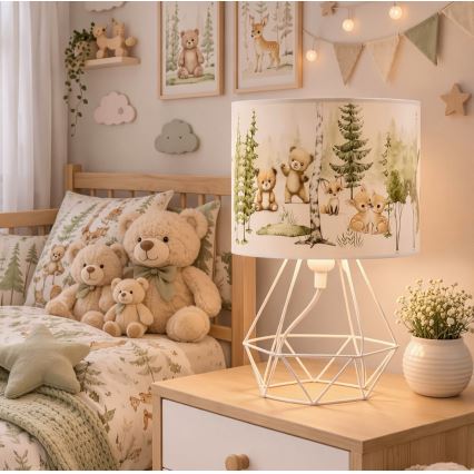 Bērnu galda lampa KIDS ROOM 1xE27/60W/230V Ø 18 cm ar dzīvnieku motīviem