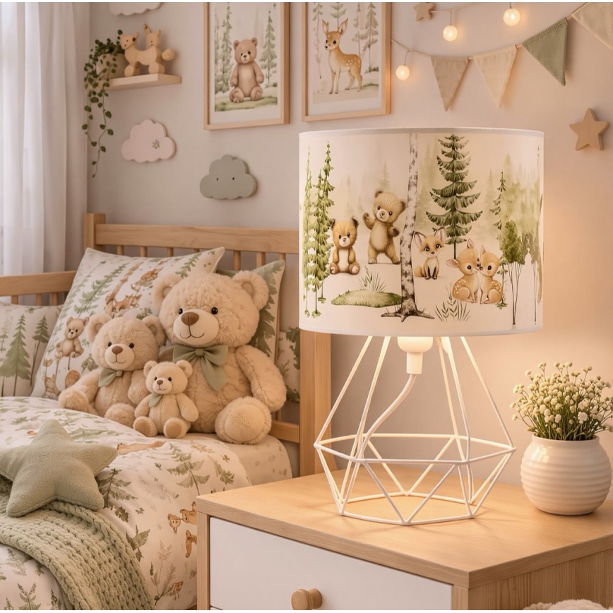 Bērnu galda lampa KIDS ROOM 1xE27/60W/230V Ø 18 cm ar dzīvnieku motīviem