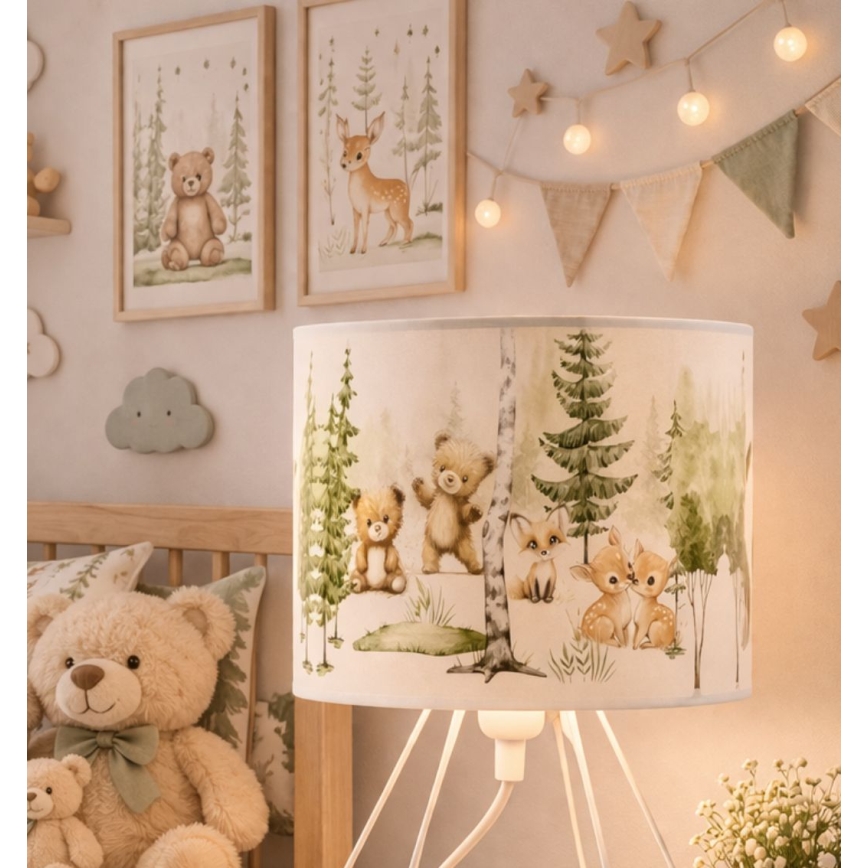 Bērnu galda lampa KIDS ROOM 1xE27/60W/230V Ø 18 cm ar dzīvnieku motīviem