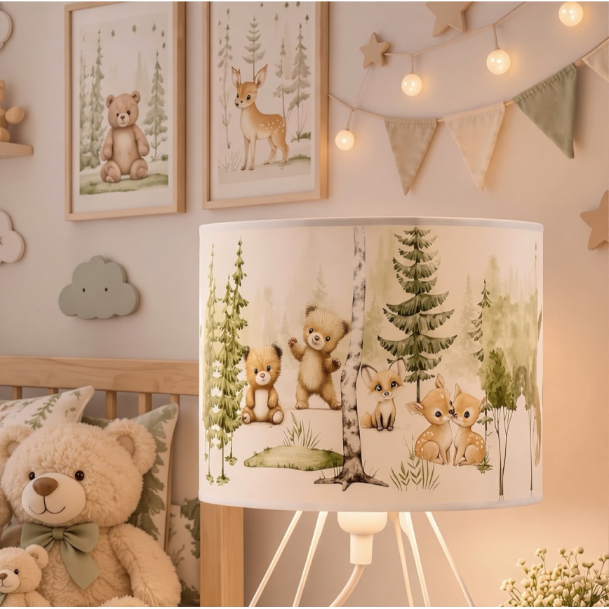 Bērnu galda lampa KIDS ROOM 1xE27/60W/230V Ø 18 cm ar dzīvnieku motīviem