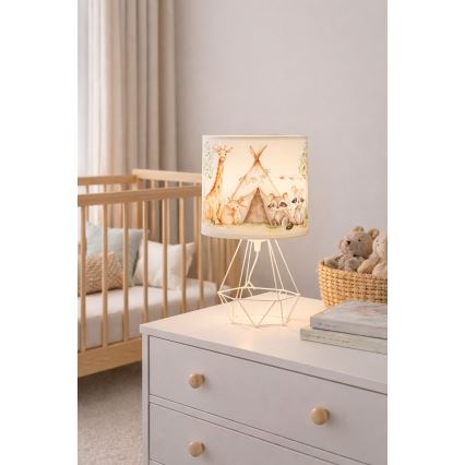 Bērnu galda lampa KIDS ROOM 1xE27/60W/230V Ø 18 cm ar dzīvnieku motīvu