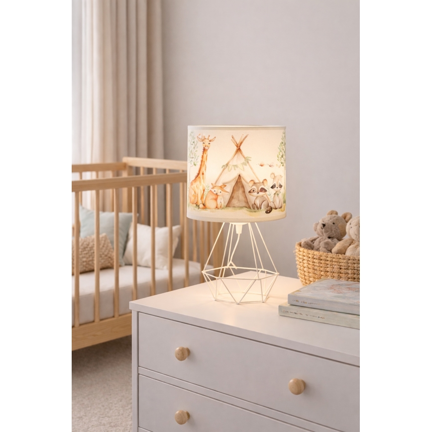 Bērnu galda lampa KIDS ROOM 1xE27/60W/230V Ø 18 cm ar dzīvnieku motīvu