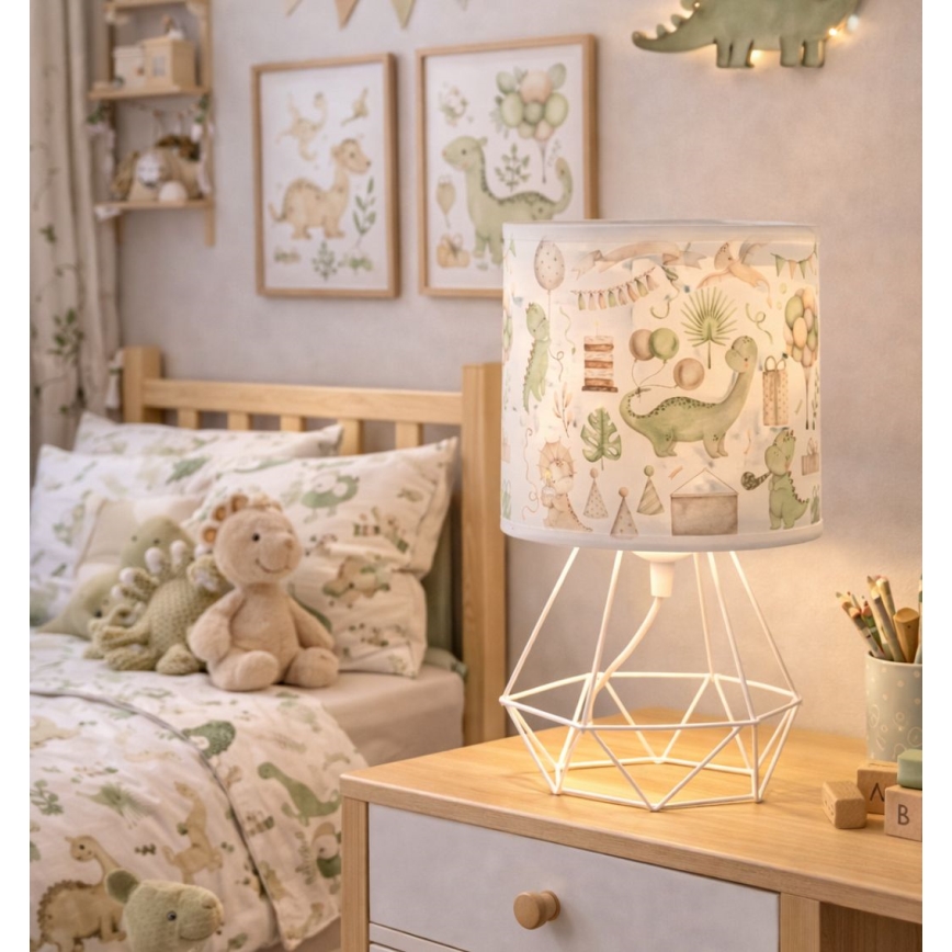 Bērnu galda lampa KIDS ROOM 1xE27/60W/230V Ø 18 cm dinozaurs