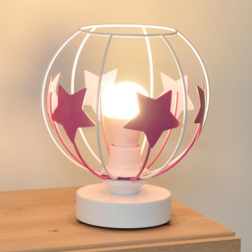 Bērnu galda lampa STARS 1xE27/15W/230V rozā/balta