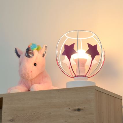 Bērnu galda lampa STARS 1xE27/15W/230V rozā/balta