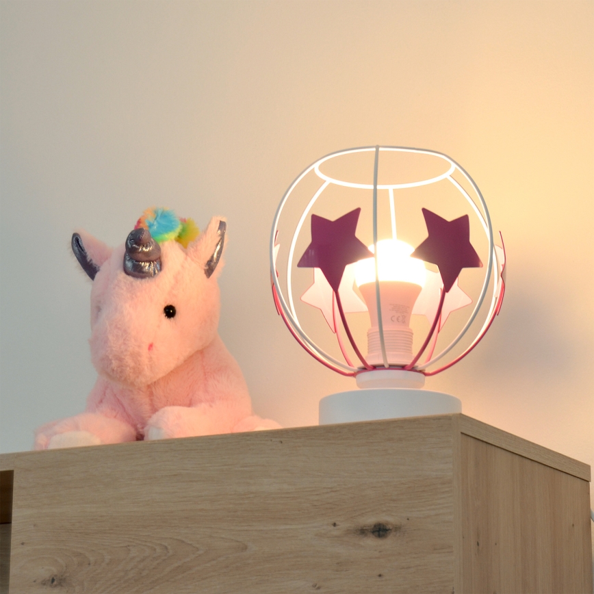 Bērnu galda lampa STARS 1xE27/15W/230V rozā/balta