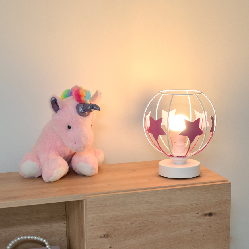Bērnu galda lampa STARS 1xE27/15W/230V rozā/balta