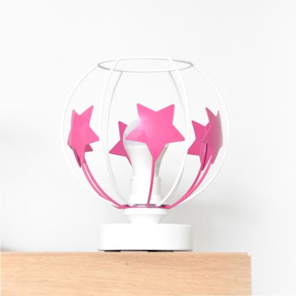 Bērnu galda lampa STARS 1xE27/15W/230V rozā/balta
