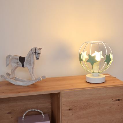 Bērnu galda lampa STARS 1xE27/15W/230V zaļa/balta