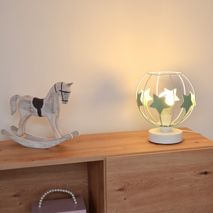 Bērnu galda lampa STARS 1xE27/15W/230V zaļa/balta