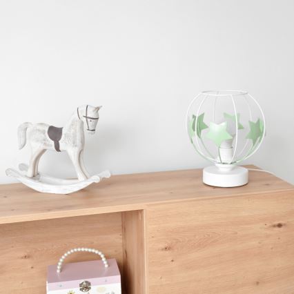 Bērnu galda lampa STARS 1xE27/15W/230V zaļa/balta