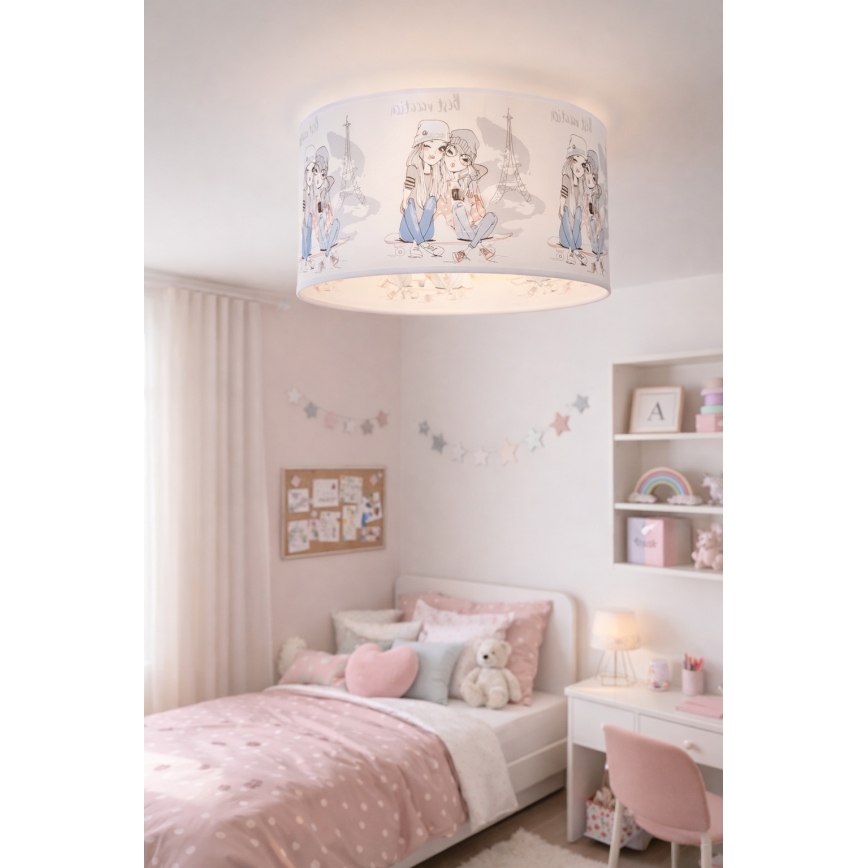 Bērnu griestu gaismeklis GIRLS VIBES 1xE27/60W/230V Ø 40 cm Paris