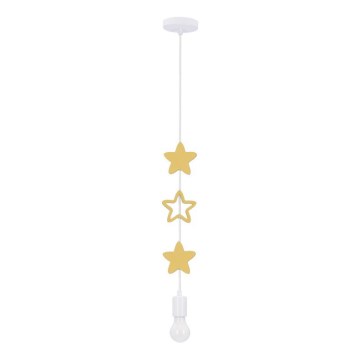 Bērnu griestu lampa ar trosi STARS 1xE27/20W/230V dzeltena/balta