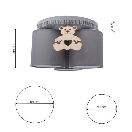 Bērnu griestu lampa BEAR 3xE27/60W/230V