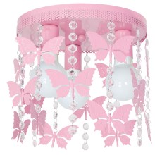 Bērnu griestu lampa ELZA butterflies 3xE27/60W/230V rozā