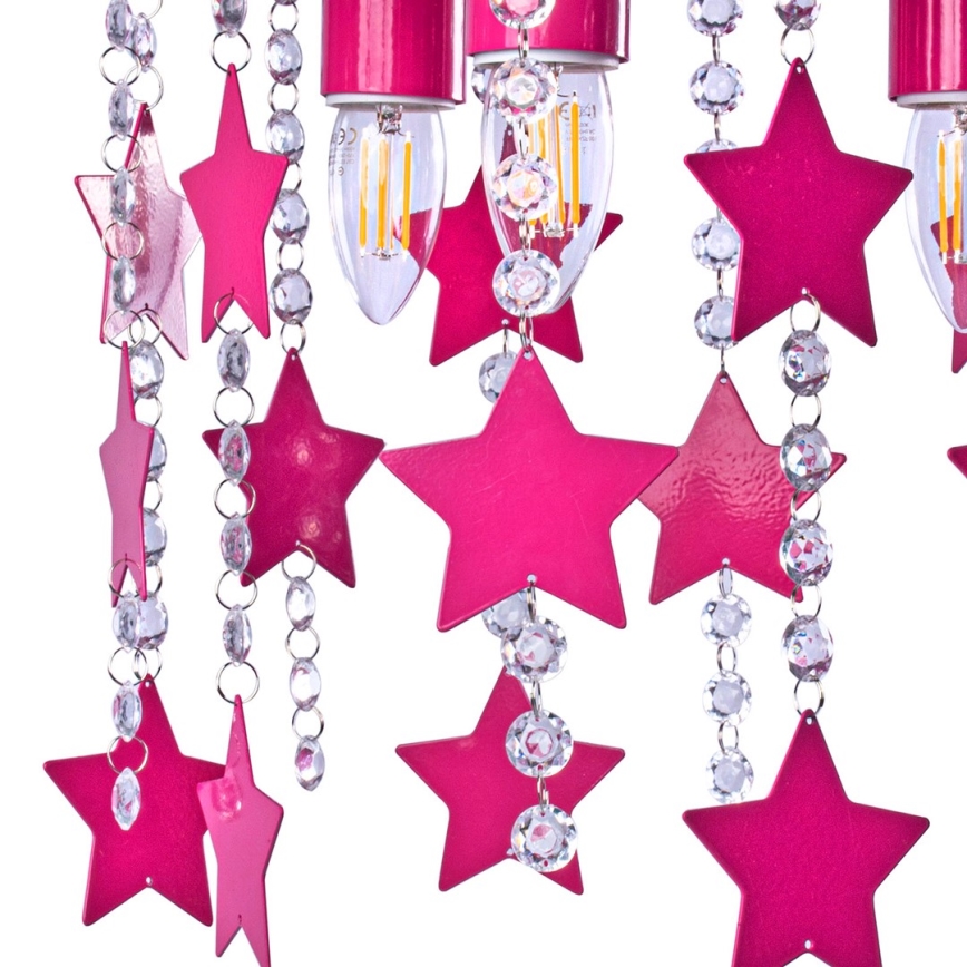 Bērnu griestu lampa ELZA stars 3xE27/60W/230V tumši rozā