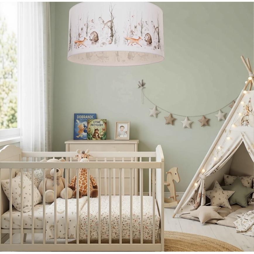 Bērnu griestu lampa KIDS ROOM 1xE27/60W/230V, diametrs 40 cm, ar dzīvnieku motīvu
