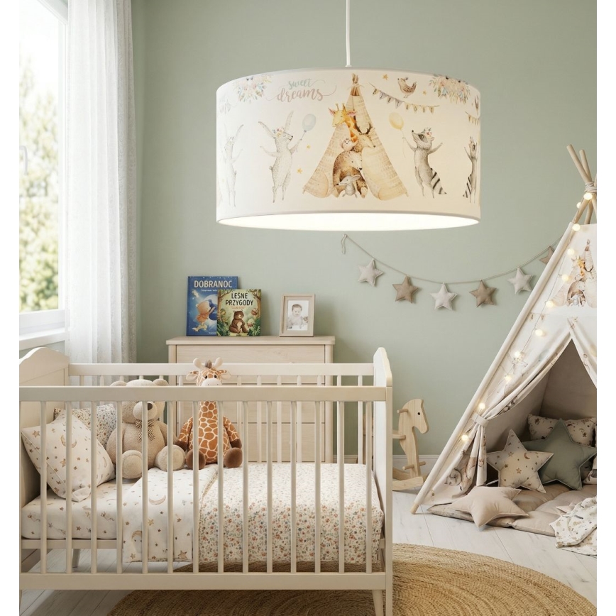 Bērnu griestu lampa KIDS ROOM 1xE27/60W/230V Ø 40 cm ar dzīvnieku motīviem