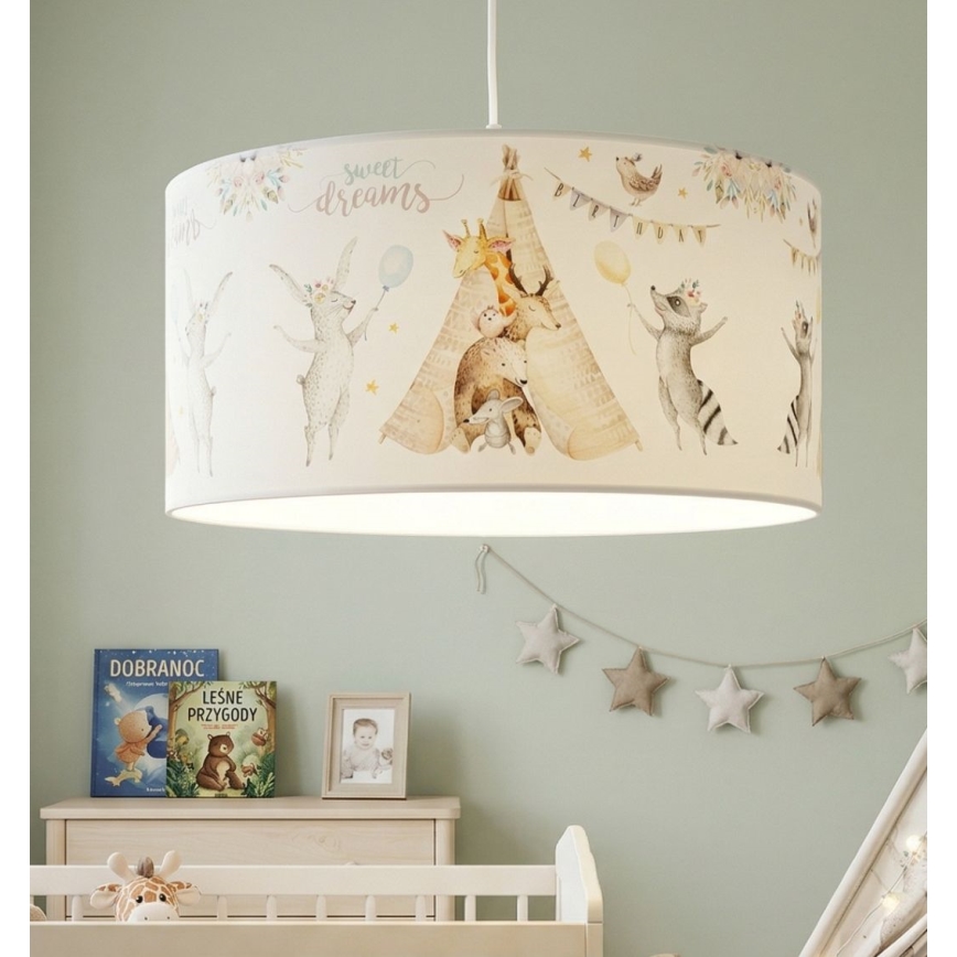 Bērnu griestu lampa KIDS ROOM 1xE27/60W/230V Ø 40 cm ar dzīvnieku motīviem
