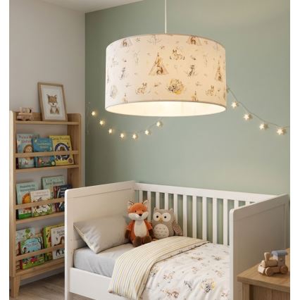 Bērnu griestu lampa KIDS ROOM 1xE27/60W/230V Ø 40 cm ar dzīvnieku motīviem