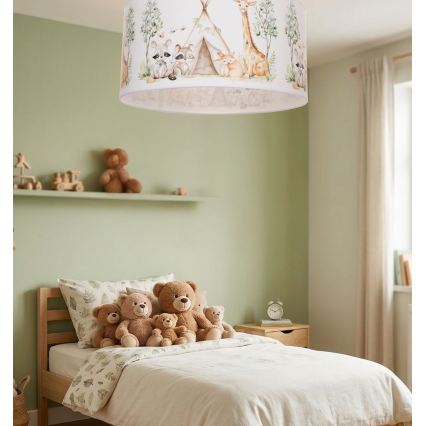 Bērnu griestu lampa KIDS ROOM 1xE27/60W/230V Ø 40 cm ar dzīvnieku motīviem