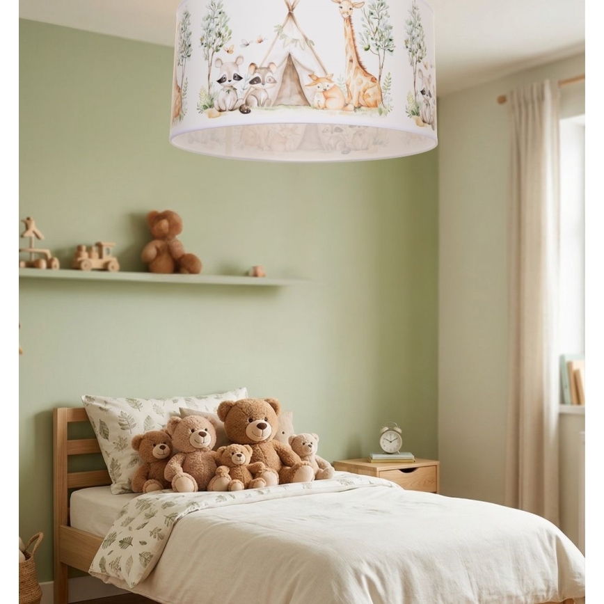 Bērnu griestu lampa KIDS ROOM 1xE27/60W/230V Ø 40 cm ar dzīvnieku motīviem