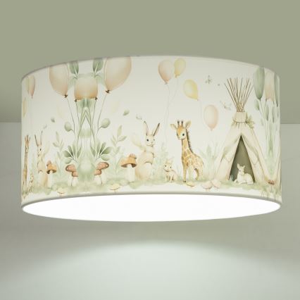 Bērnu griestu lampa KIDS ROOM 1xE27/60W/230V Ø 40 cm ar rotaļīgiem dzīvnieciņiem
