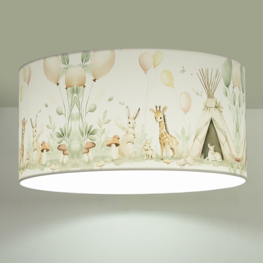 Bērnu griestu lampa KIDS ROOM 1xE27/60W/230V Ø 40 cm ar rotaļīgiem dzīvnieciņiem