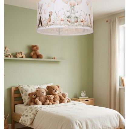 Bērnu griestu lampa KIDS ROOM 1xE27/60W/230V Ø 40 cm ar rotaļīgiem dzīvnieciņiem