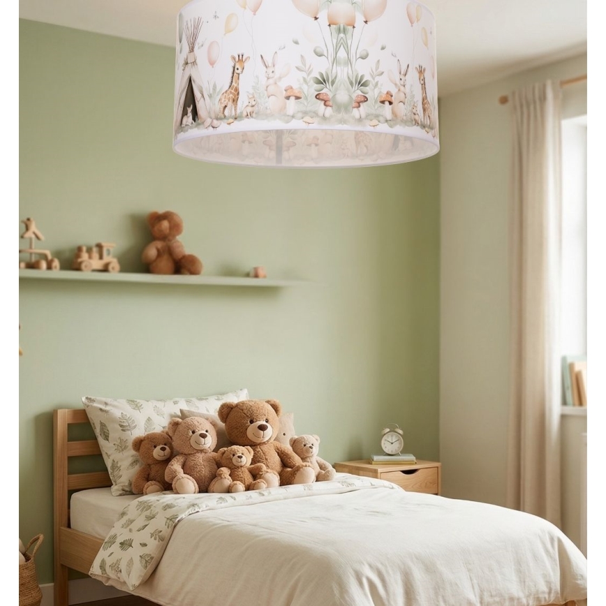 Bērnu griestu lampa KIDS ROOM 1xE27/60W/230V Ø 40 cm ar rotaļīgiem dzīvnieciņiem