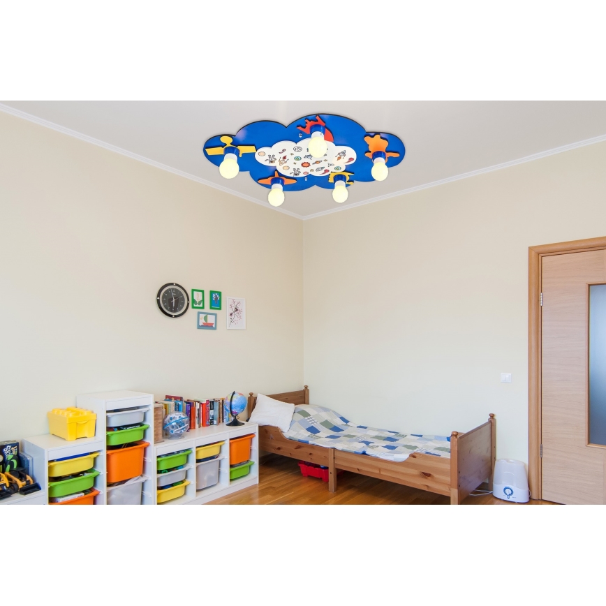 Bērnu griestu lampa LUCCA 5xE27/24W/230V zilā