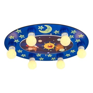 Bērnu griestu lampa LUCCA 6xE27/24W/230V zila