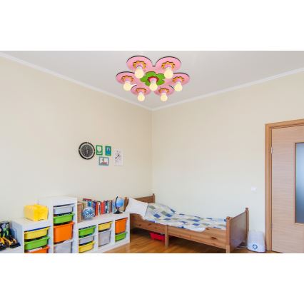 Bērnu griestu lampa LUCCA 7xE27/24W/230V rozā