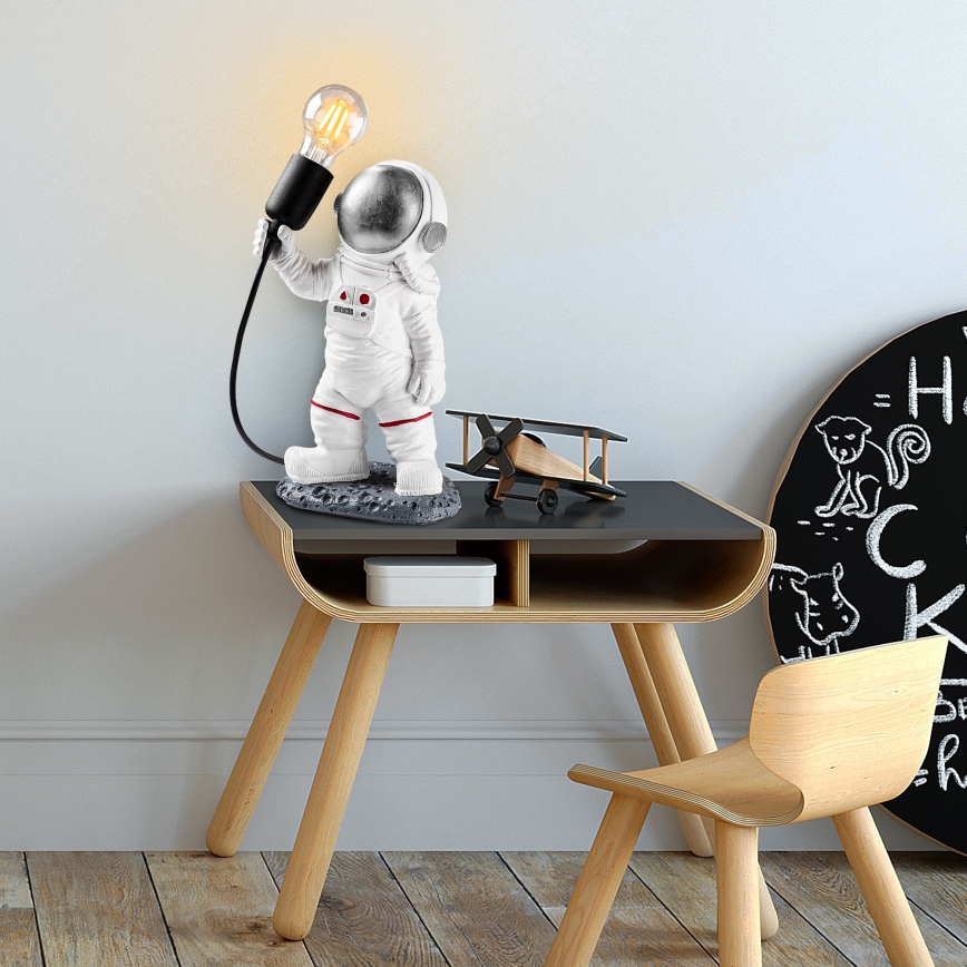 Bērnu lampiņa ASTRONAUT 1xE27/40W/230V sudraba/balta