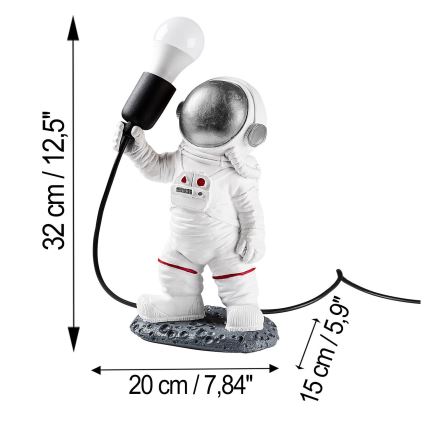 Bērnu lampiņa ASTRONAUT 1xE27/40W/230V sudraba/balta
