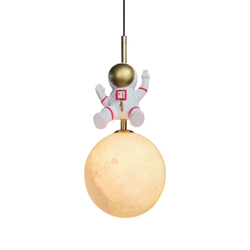 Bērnu lustra ar auklu ASTRONAUT 1xE27/60W/230V d. 15 cm zelta/bēša