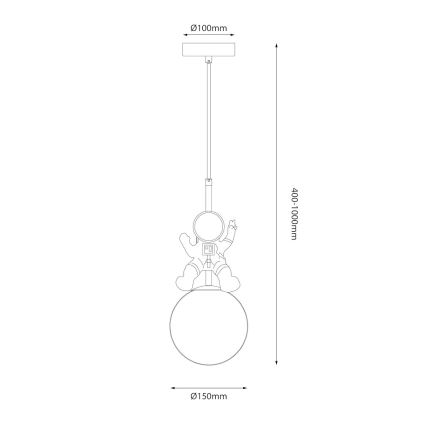 Bērnu lustra ar auklu ASTRONAUT 1xE27/60W/230V d. 15 cm zelta/bēša