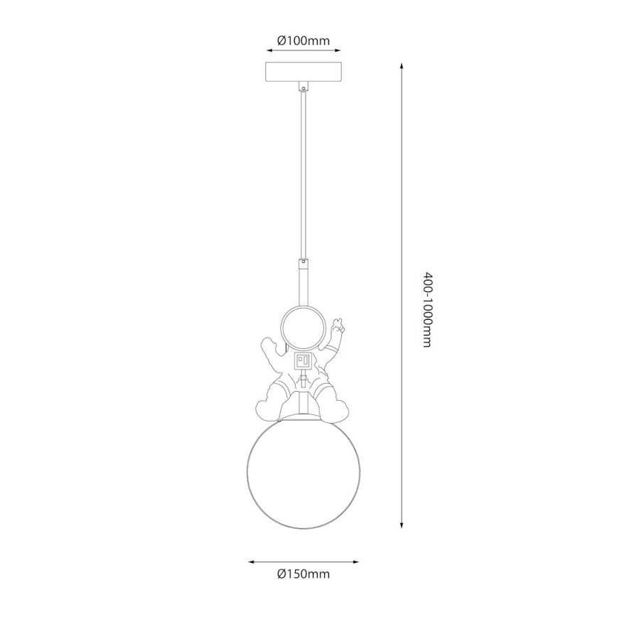 Bērnu lustra ar auklu ASTRONAUT 1xE27/60W/230V d. 15 cm zelta/bēša