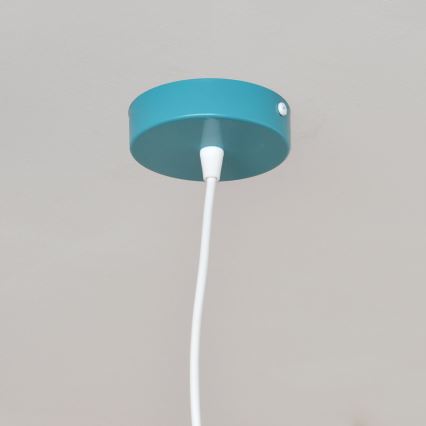 Bērnu lustra ar auklu STARS 1xE27/15W/230V tirkīza/balta