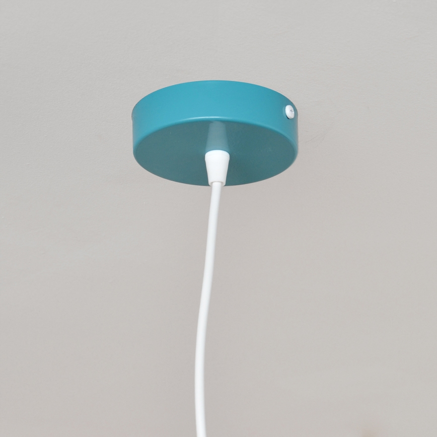 Bērnu lustra ar auklu STARS 1xE27/15W/230V tirkīza/balta