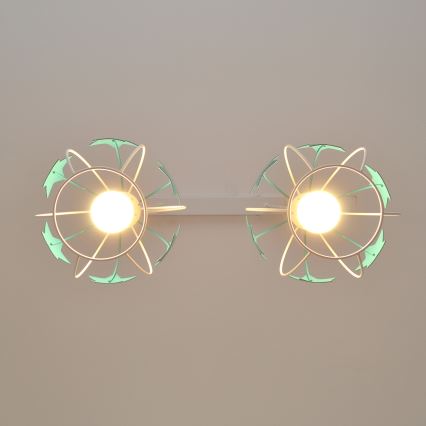 Bērnu lustra ar auklu STARS 2xE27/15W/230V tirkīza/balta